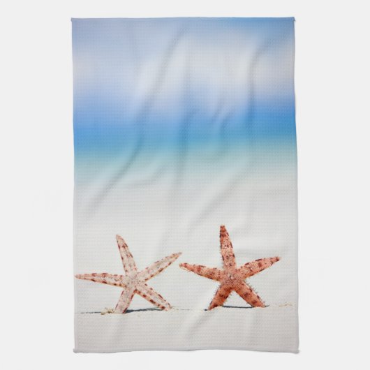 Starfish op het strand theedoek (Verticaal)