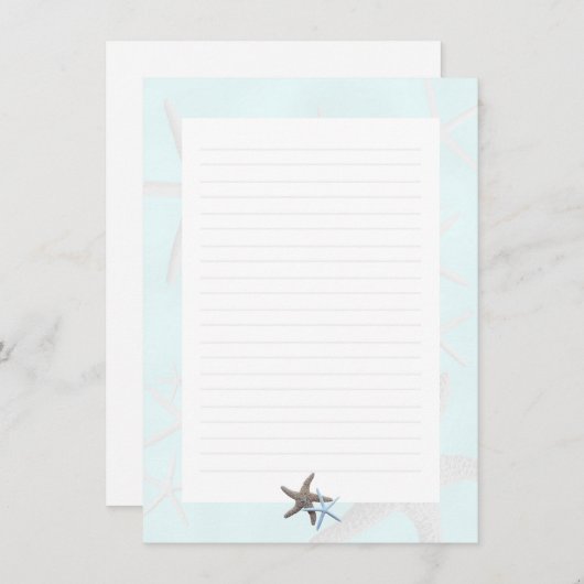 Starfish op Light Blue, legende blanco kaarten Notitiekaartje (Voorkant / Achterkant)