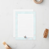 Starfish op Light Blue, legende blanco kaarten Notitiekaartje (Voorkant / Achterkant in situ)