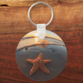 Starfish op strand bij Sunset Sleutelhanger (Voorkant)
