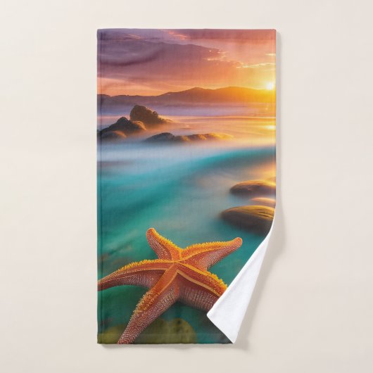 Starfish op strand op Dawn Bad Handdoek (Handdoek)