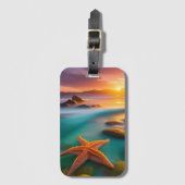 Starfish op strand op Dawn Bagagelabel (Voorkant (verticaal))