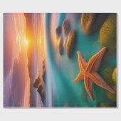 Starfish op strand op Dawn Cadeaupapier (Vlak)