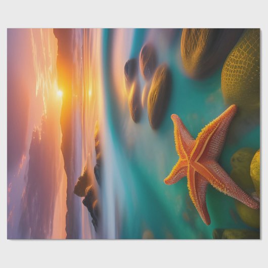 Starfish op strand op Dawn Cadeaupapier (Vlak)