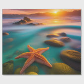 Starfish op strand op Dawn Cadeaupapier (Vlak)