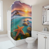 Starfish op strand op Dawn Douchegordijn (In situ)