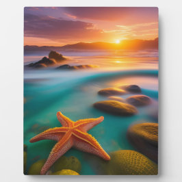 Starfish op strand op Dawn Fotoplaat