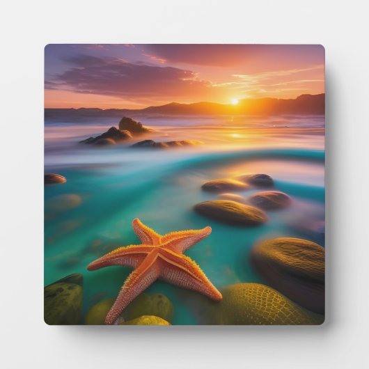 Starfish op strand op Dawn Fotoplaat (Voorkant)