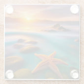 Starfish op strand op Dawn Glazen Onderzetter (Achterkant)