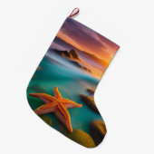 Starfish op strand op Dawn Grote Kerstsok (Voorkant (Hangend))