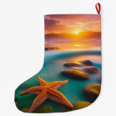 Starfish op strand op Dawn Grote Kerstsok (Achterkant)