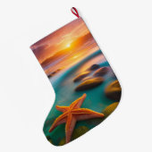 Starfish op strand op Dawn Grote Kerstsok (Achterkant (Hangend))