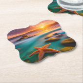 Starfish op strand op Dawn Kartonnen Onderzetters (Gekanteld)