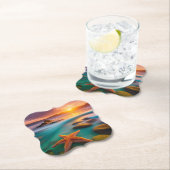 Starfish op strand op Dawn Kartonnen Onderzetters (Insitu)