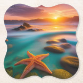 Starfish op strand op Dawn Kartonnen Onderzetters (Voorkant)