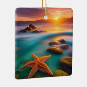Starfish op strand op Dawn Keramisch Ornament (Rechts)