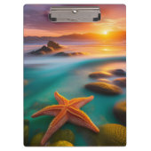 Starfish op strand op Dawn Klembord (Voorkant)