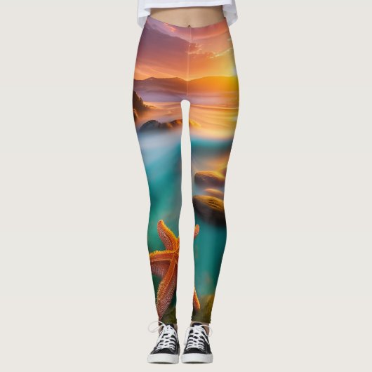 Starfish op strand op Dawn Leggings (Voorkant)