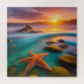 Starfish op strand op Dawn Legpuzzel (Verticaal)