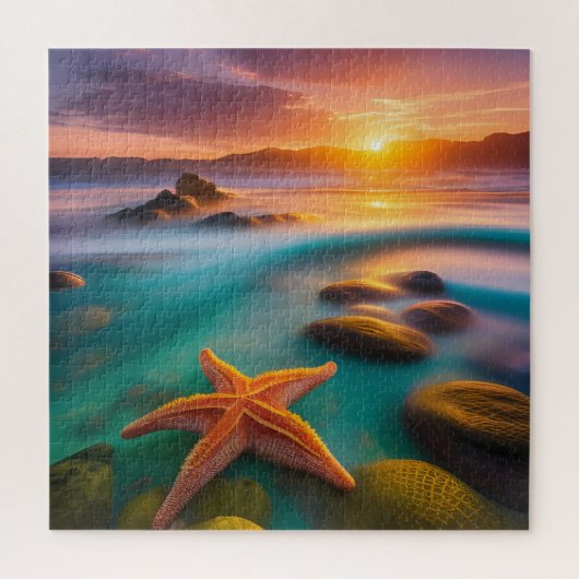 Starfish op strand op Dawn Legpuzzel (Verticaal)
