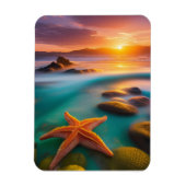 Starfish op strand op Dawn Magneet (Verticaal)