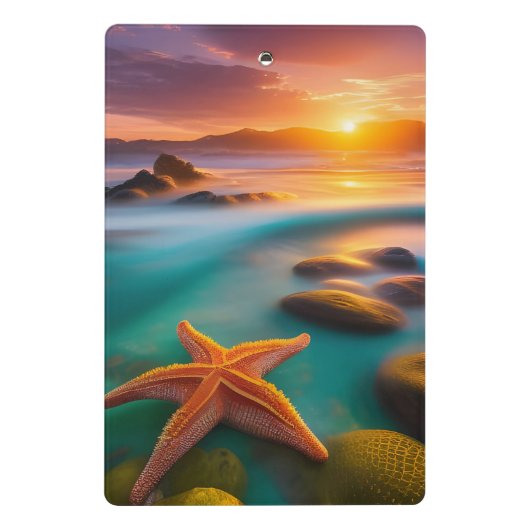 Starfish op strand op Dawn Mini Klembord (Achterkant)
