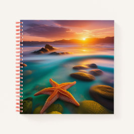 Starfish op strand op Dawn Notitieboek