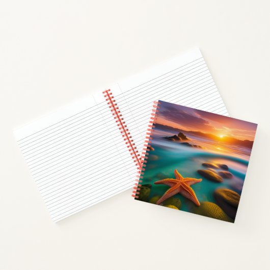 Starfish op strand op Dawn Notitieboek (Binnen)