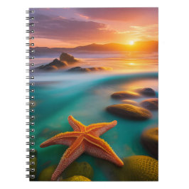 Starfish op strand op Dawn Notitieboek