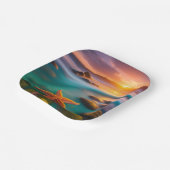 Starfish op strand op Dawn Papieren Bordje (Gebogen)