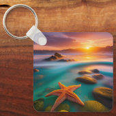 Starfish op strand op Dawn Sleutelhanger (Voorkant)