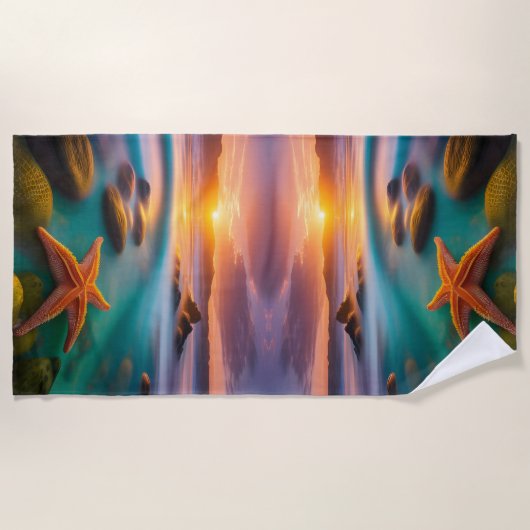 Starfish op strand op Dawn Strandlaken (Voorkant)