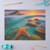 Starfish op strand op Dawn Tissuepapier (Craft)