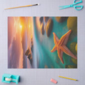 Starfish op strand op Dawn Tissuepapier (Craft)