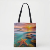Starfish op strand op Dawn Tote Bag (Voorkant)