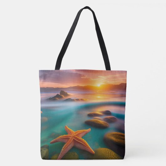 Starfish op strand op Dawn Tote Bag (Voorkant)
