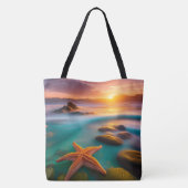 Starfish op strand op Dawn Tote Bag (Achterkant)