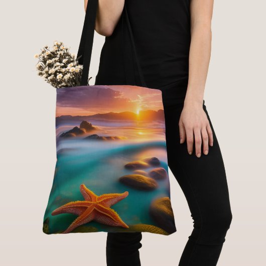Starfish op strand op Dawn Tote Bag (Dichtbij)