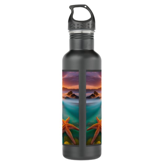 Starfish op strand op Dawn Waterfles (Achterkant)