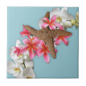 Starfish Orchids Plumeria Blue Tegeltje (Voorkant)