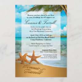 Starfish paar Faux Vellum Beach bruiloft Kaart