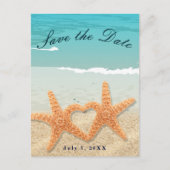Starfish paar op het strand bruiloft save the date aankondigingskaart (Voorkant)