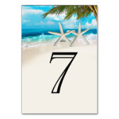 Starfish paar op het strand tafel nummers kaart (Achterkant)