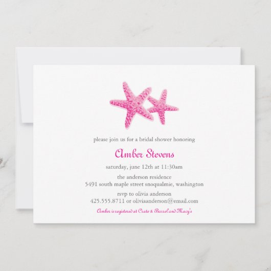 Starfish Paar Shower/Party Invitation Kaart (Voorkant)