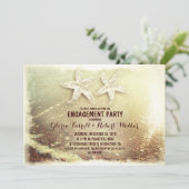 Starfish paar & zee schuim strand verlovingsfeest kaart (Staand voorkant)