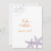 Starfish/paars+oranje/bruiloft uitnodigingen (Voorkant)