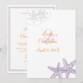 Starfish/paars+oranje/bruiloft uitnodigingen (Voorkant / Achterkant)