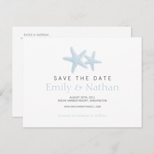 Starfish Pair Save the Date Briefkaart (Voorkant / Achterkant)