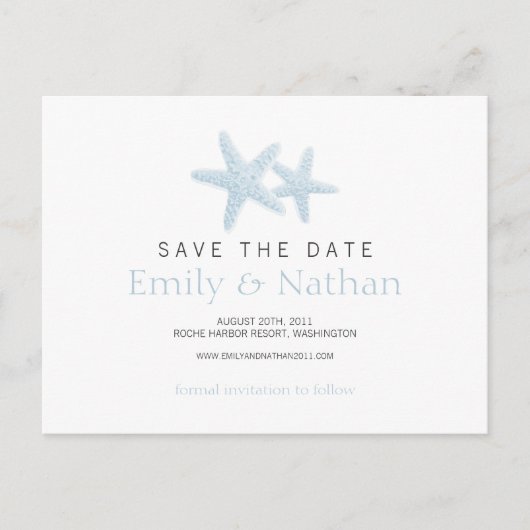 Starfish Pair Save the Date Briefkaart (Voorkant)