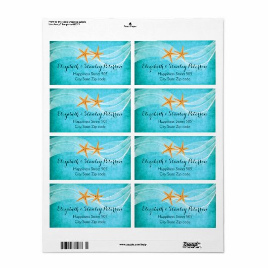 Starfish pair turquoise bestemmingsstrand bruiloft etiket (Full Sheet)